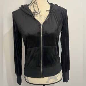 Vintage Garage Y2K Black Velour Zip Up Hoodie